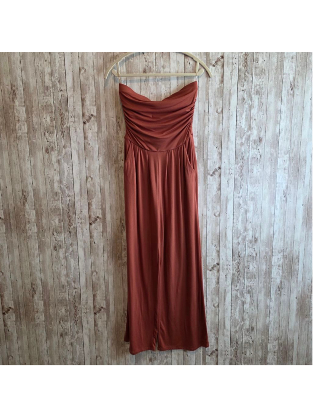 Heart & Hips Rust Strapless Jumpsuit M NWOT